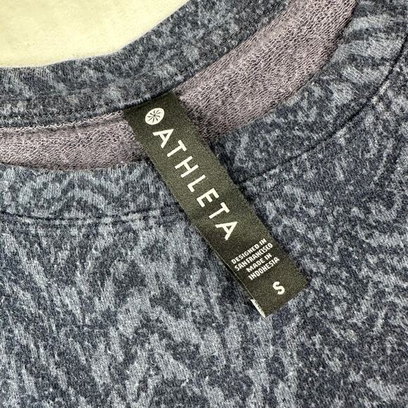 Athleta Sweatshirt Womens Small Navy Blue Studio to Street Splatter Stretch Crew - Picture 5 of 9